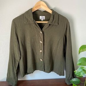 Me & Arrow Linen Blend Button Down Shirt